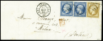 N°13A 10c bistre et deux n°14A 20c bleu obl. losange