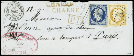 N°14A 20c bleu et n°16 40c orange obl. PC 3075 plus