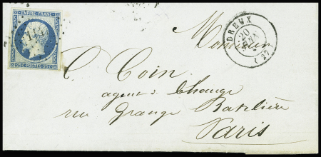 N°15 25c bleu obl. PC 1142 (Dreux, Eure-et-Loir) plus