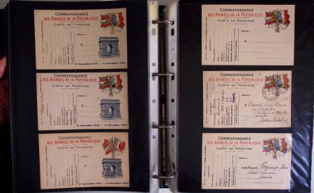1914-1918, 4 Classeurs de Bureau contenant une collection