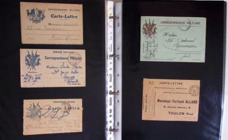 1914-1918, 4 Classeurs de Bureau contenant une collection