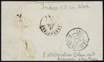 N°14Aa 25c bleu foncé obl. PC 1888 en bleu plus CàD