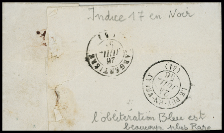 N°14Aa 25c bleu foncé obl. PC 1888 en bleu plus CàD