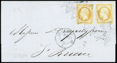 N°16 40c orange en paire obl. roulettes d'étoiles muettes