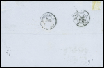 N°21 10c bistre en paire et n°22 20c bleu obl. ancre