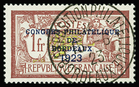 N°182 Congrès Philatélique de Bordeaux, obl. avec cachet