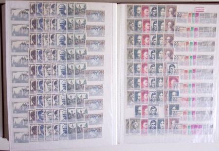 1945-1988, Stock de France en 5 classeurs, neufs avec
