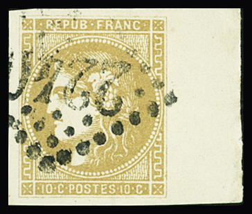N°43B 10c bistre jaune, obl GC 2240 Marseille, avec
