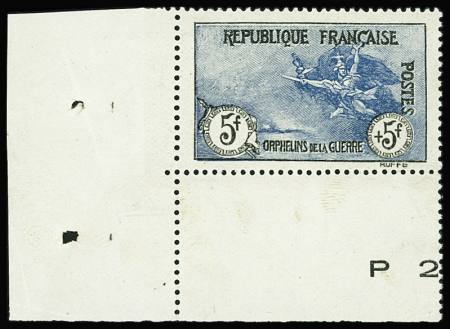N°155 5f+5f noir et bleu, neuf * avec bdf, TTB. Signé