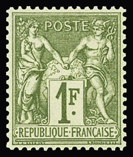 N°72 1f bronze, neuf **, bon centrage, TTB
