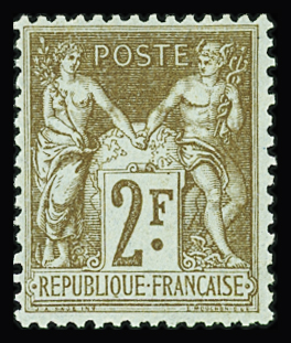 N°105 2f bistre s. azuré, neuf **, TB