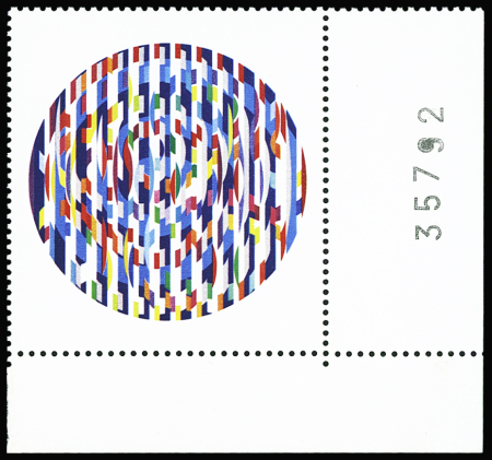 N°2113b 4fr Yaacov Agam, variété couleur noir omise,