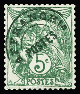 N°41c 5c vert, variété surcharge verte, neuf (*), TTB,
