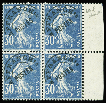 N°60 30c bleu, en bloc de 4 avec bdf, neuf **, TTB