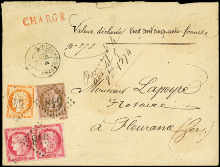 N°38, 57 PAIRE et 58 obl. GC 548 s. Env. CHARGE, càd BOULOGNE-S-GESSE 9/74, TB