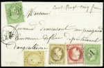 N°20 (2), 30, 32 et 59 obl. GC 1801 s. Env. CHARGE, càd T16 HIERSAC 22/2/72, QUADRICOLORE de 3 émissions, RR, TTB