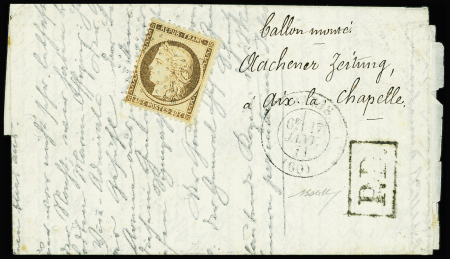 N°38 obl. Etoile s. AGENCE HAVAS en Allemand, càd PARIS 17/1/71, pour AIX la CHAPELLE, TB. LA POSTE de PARIS