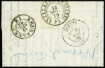 N°29B déf., obl. càd rouge PARIS (SC) 7/11/70 s. LAC, arr. DIEPPE 10/11, réexp. à BRUXELLES 12/11, "affrt insuff" et Taxe 3 au tampon, frappes TTB. LA