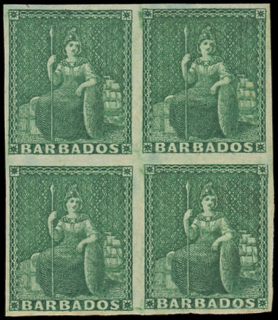N°4 1/2 vert, BLOC de 4, 2 ex. *, TB