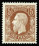 N°37 5f brun-rouge, ch. légère, TB, certif. Balasse