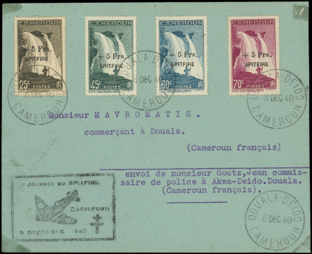 N°236/39 + 5f SPITFIRE, la série obl. càd DOUALA-DEIDO 8/12/40 s. Env. Journée du Spitfire, TB