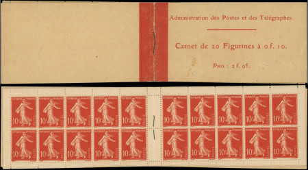 N°135-C1 Semeuse Chiffres Maigres, 10c rouge, n°135c, T III, couv. prix 2f05, TB