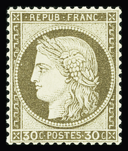 N°56 30c brun, neuf *, gomme en partie remaniée mais très bon centrage, TB