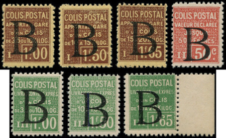 N°97A/G la série de 7 valeurs surch. B, **, TB
