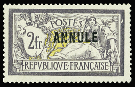 N°122-CI 1 Merson, 2f violet et jaune surch. ANNULE, bon centrage, neuf *, TB
