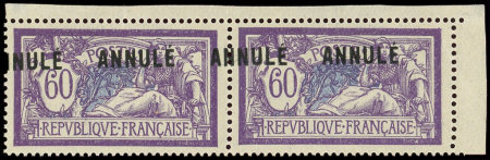N°144-CI 1 Merson, 60c violet et bleu, PAIRE surch. A CHEVAL, neuf **, TB