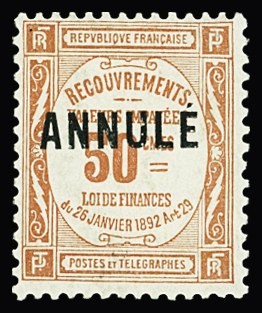 TAXE N°47-CI 1 50c rouge, surch. ANNULE, neuf *, TB,