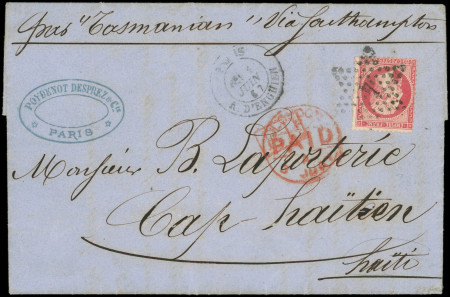 N°24 obl. Etoile 4 s. LAC, càd R. d'Enghien 1/6/67, passage LONDON 4/6 pour CAP HAITIEN, TTB