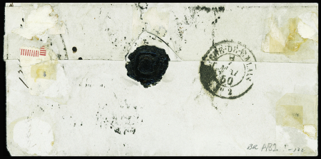 N°5 40c orange, PAIRE obl. GRILLE s. LAC, càd (ES) PARIS (ES) 7/5/50, arr. LONDON càd sur les timbres, TB