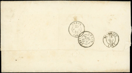 N°1 10c bistre-jaune, PAIRE obl. PC 2047 s. LAC, càd T15 MONT-DE-MARSAN 24/2/52, TTB