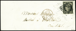 N°3 20c noir sur jaune obl. GRILLE s. Env., càd ROUGE (G) PARIS (G) 27 JANV 49 à l'envers, (erreur), TTB. Signé Scheller