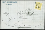 N°43Bc 10c CITRON, R II, obl. GC 2145A s. LAC, càd LYON les TERREAUX 23/5/71, très belle nuance certifiée JF.Brun, TB