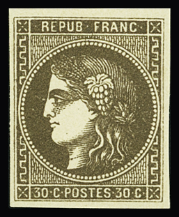 N°47d 30c brun foncé, très frais, neuf * quasi **, TB