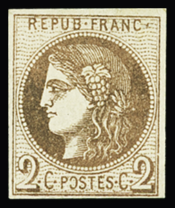 N°40Bc 2c CHOCOLAT FONCE, R II, très frais, nuance certifiée Calves, nsg, TB