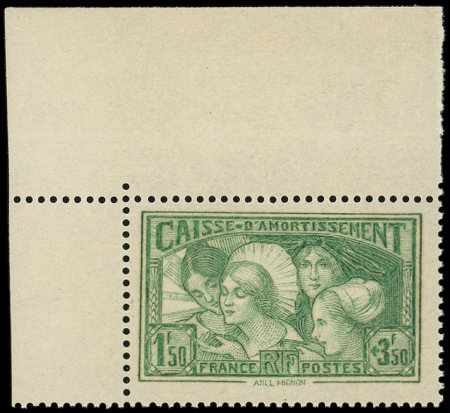 N°269 Provinces Françaises, 1f.50 + 3f.50 vert jaune, cdf, neuf **, TB