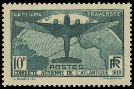 N°321 Atlantique Sud, 10f vert foncé, neuf **, TB