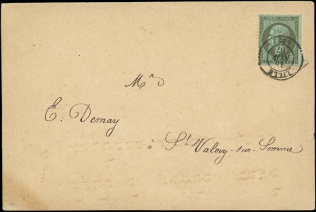 N°19 1c olive, obl. càd T15 LILLE 13/11/67 seul s. CP Tarif des grains, graines, farines, TB