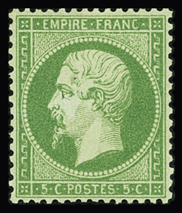 N°20 5c vert, très bon centrage, quasi **, TB. Signé Calves