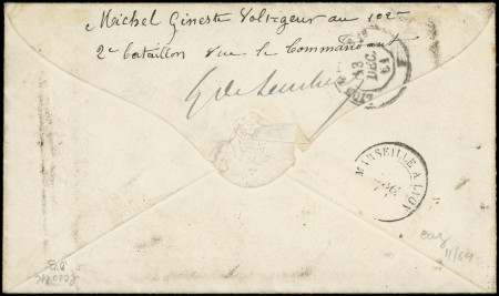 N°14A 20c bleu, T I, obl. Los. CECB s. Env. "affrt insuff" et TAXEE, càd CORPS EXP. CHINE Bau B 15/10/61, combinaison RR et TTB