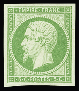 N°12a 5c vert-jaune, frais, neuf *, TB. Signé A.Brun
