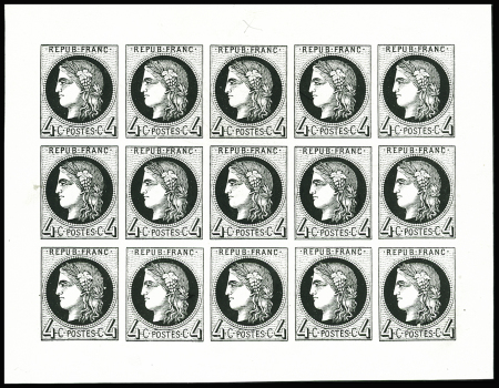 N°41B ESSAI 4c R II, BLOC REPORT de 15 en noir avec bords, TB
