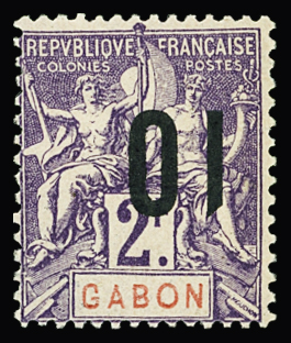 N°77a 10 sur 2f violet sur rose, surch. RENVERSEE, neuf *, TB. Signé Calves