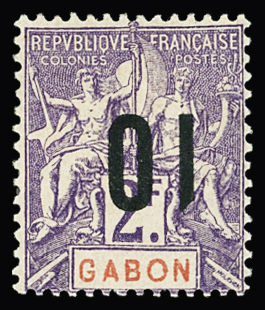 N°77a 10 sur 2f violet sur rose, surcharge RENVERSEE, neuf *, TB