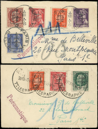 PARIS 49 - N°8/10, 13 17 obl. PARIS VII 1/10/44 et