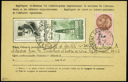 BOURGUEIL N°15 50f noir, obl. càd BOURGUEIL 2/9/44