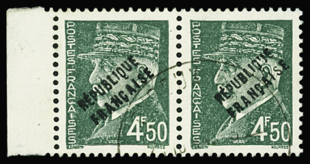 EVREUX N°15 4f50 vert, PAIRE bdf, obl., TB, signé Mayer